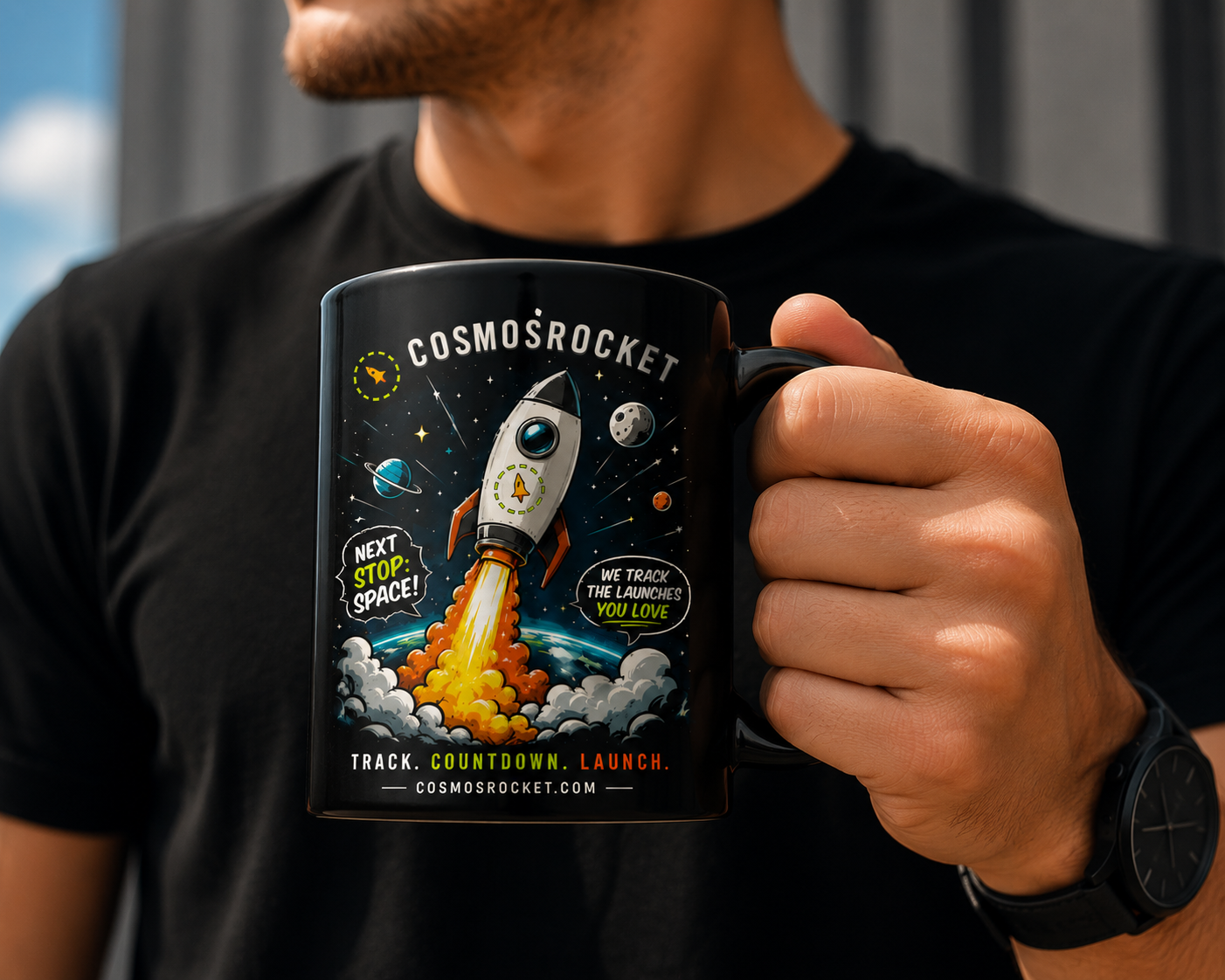 11oz Ceramic Mug CosmosRocket Black